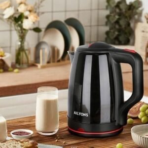 AILYONS FK-0310 Stainless Steel 2.2L Electric Water Kettle-Black (1YR WRTY)
